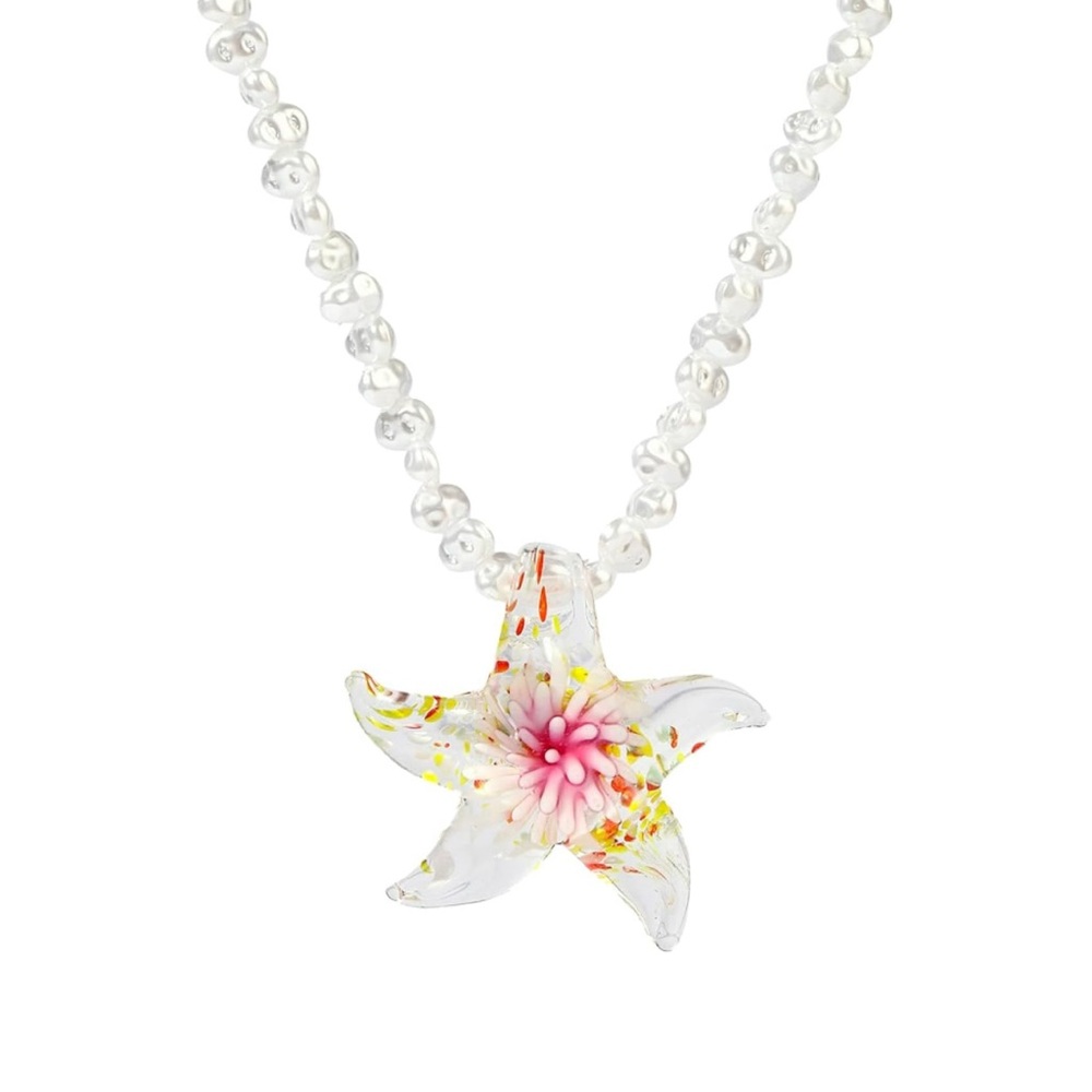 Glass Starfish Pendant Necklace